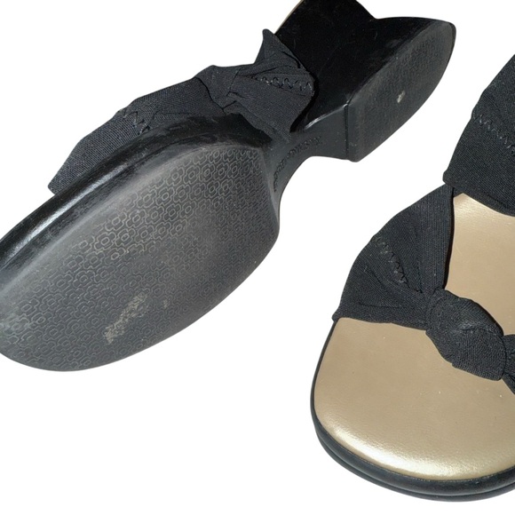 Fashion Bug Wedge Heel Slip On Sandal Black Size 9  3” Wedge Heel Stretch Straps - Picture 3 of 6